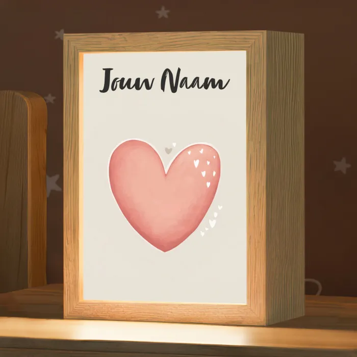 Hart - Rood - Minimalistisch Light Box met kabel (Kinderlampje) klein -zzz_3d_website