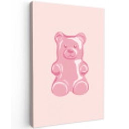 Beer - Roze - Snoep Tuinposter op houten frame 2 cm dik middel -3d