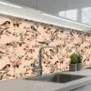 Bloesem - Koolmees - Roze keuken achterwand 2 middel 871 -3d_schuin