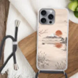 Bergtop - Meer - Bloesem Hoesje iPhone 16 Pro Max met koord klein -sfeer4