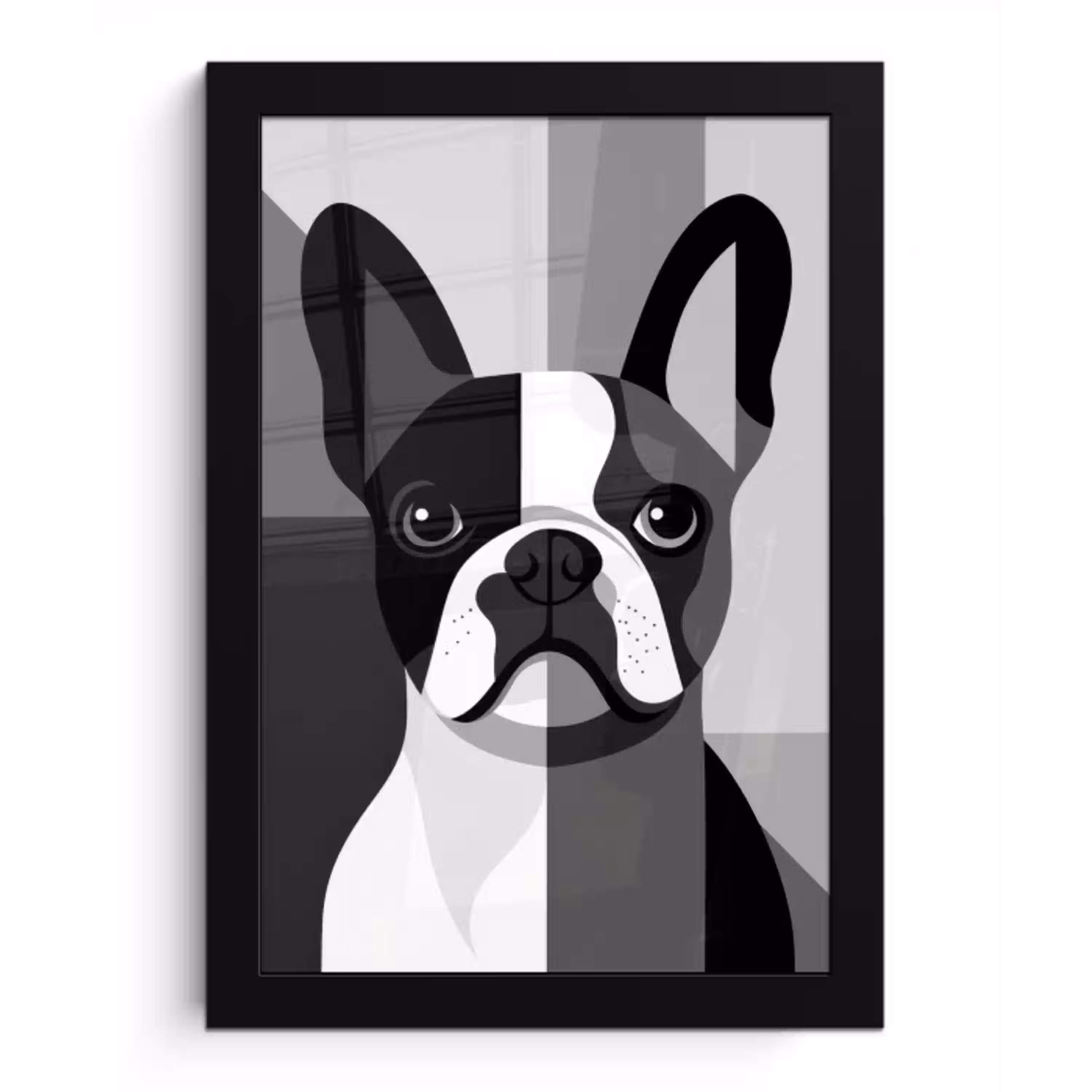 Buldog - Zwart - Abstract - Vlakken fotolijst zwart zonder passe partout klein -3d