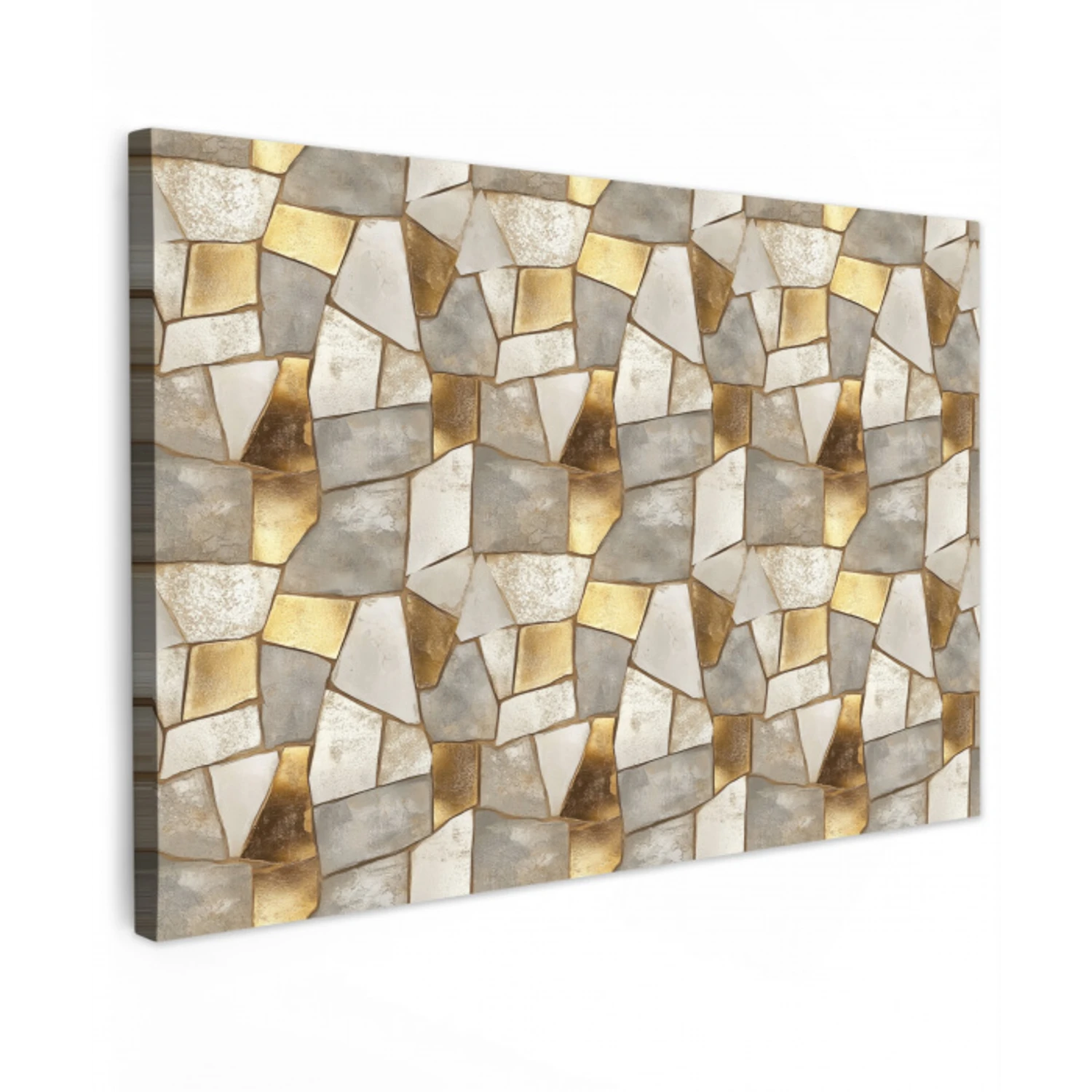Mozaïek - Marmer - Goud Tuinposter op houten frame 2 cm dik klein 845 -3d