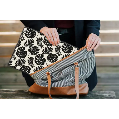 Modern - Monstera - Zwart laptophoes neopreen klein 279 -tas