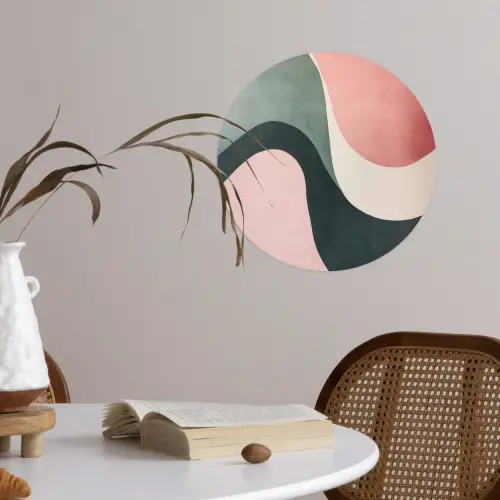Abstract - Golven - Sierlijk - Roze Wandcirkel behangsticker klein -sfeer3