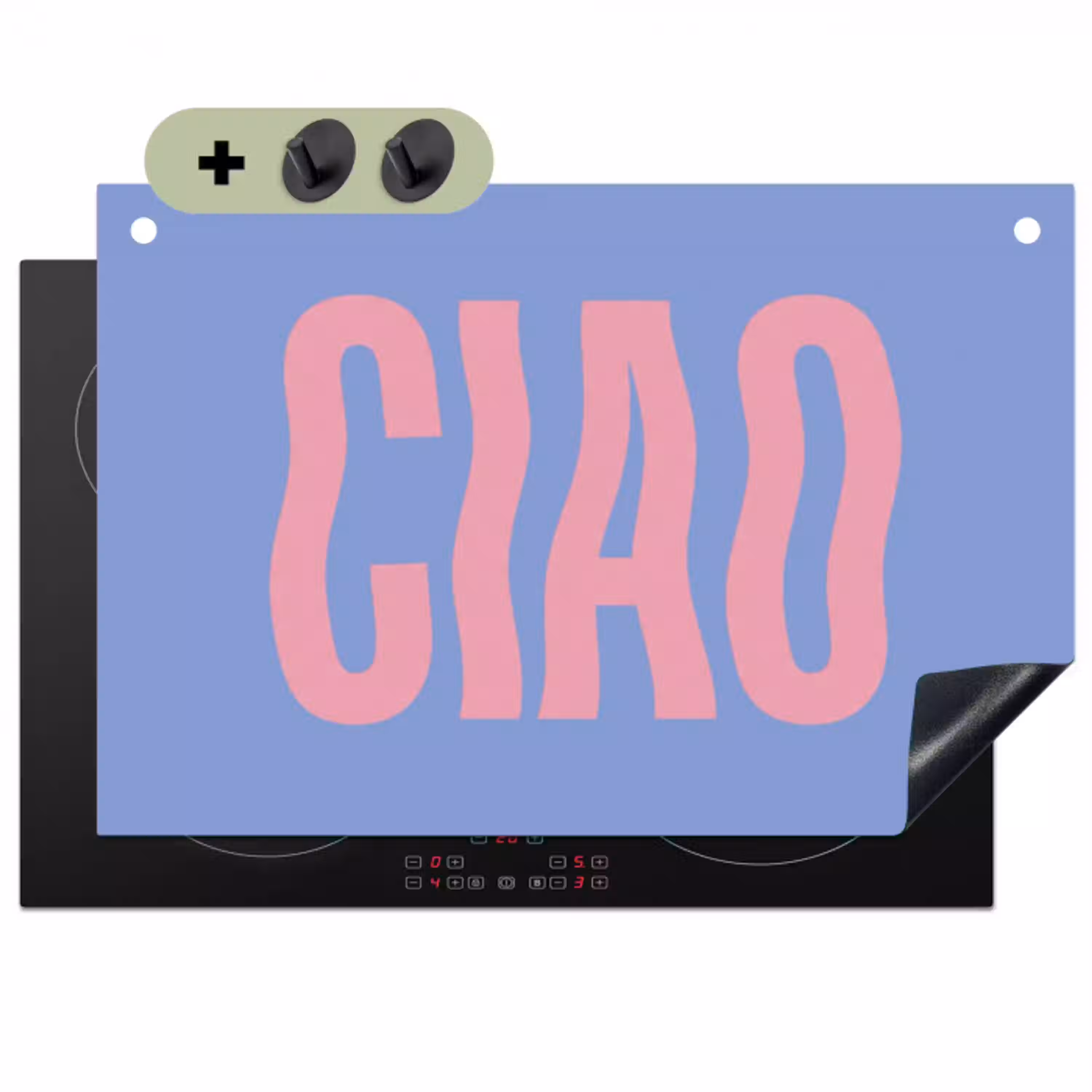 Ciao - Roze - Blauw - Golvend Inductie beschemer met haakjes klein -3d