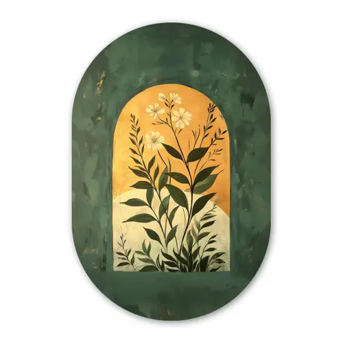 Plant - Bloemen - Wit Wandcirkel Ovaal Forex klein -3d