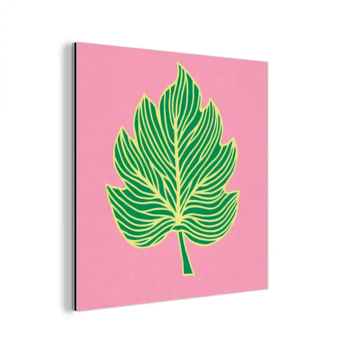 Blad - Groen - Illustratie - Minimalistisch aluminium wit klein -3d