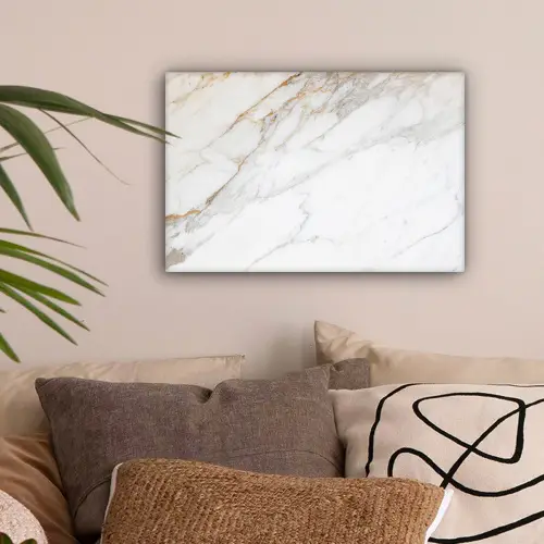 Marmer - Steen - Wit - Goud - Marmerlook - Steen - Luxe canvas 2cm klein -sfeer1