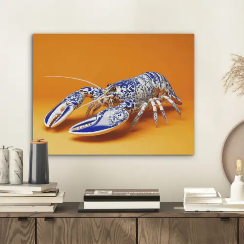 Kreeft - Delftsblauw - Schild - Stoer - Oranje PET vilt klein -sfeer1