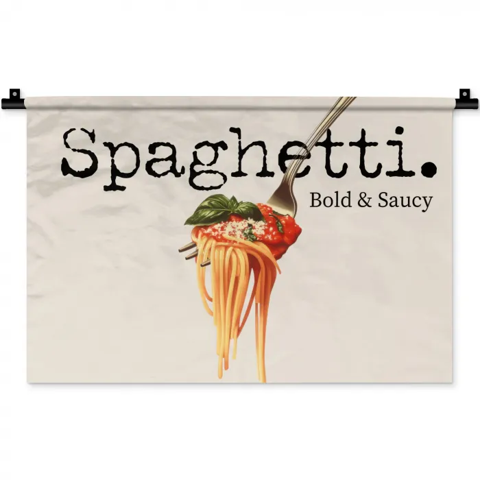 Spaghetti - tomatensaus - Parmezaanse kaas Wandkleed katoen klein -zz3d
