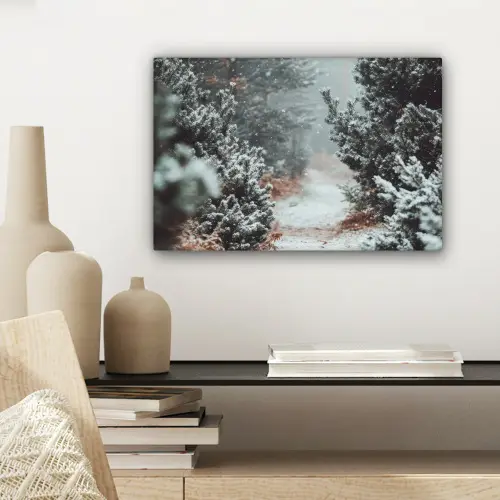 Bos - Winter - Bomen - Natuur - Pad - Sneeuw canvas 2cm klein -sfeer6
