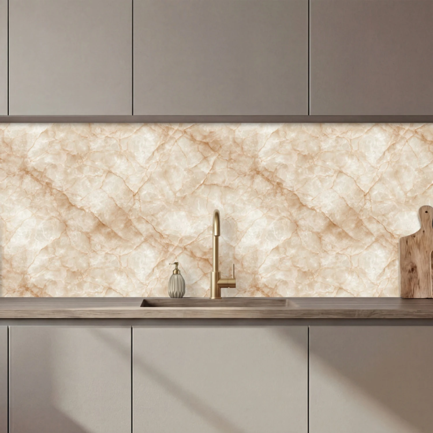 Kristalstructuur - Bruin - Marmer keuken achterwand 2 middel 871 zz_3dshopping