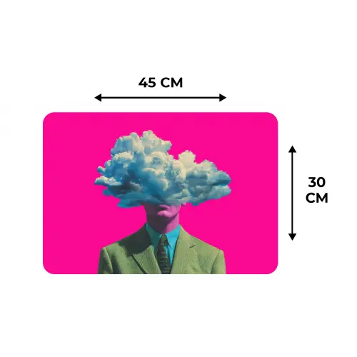 Man - Pak - Wolk - Roze Placemat vinyl groot -specs
