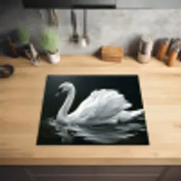 Zwaan - Water - Natuur - Realistisch - Wit Inductie beschermer vinyl 3mm middel -sfeer5