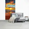 Zee - Zonsondergang - Strand - Wolken - Oranje fotobehang vinyl groot -slaapkamer