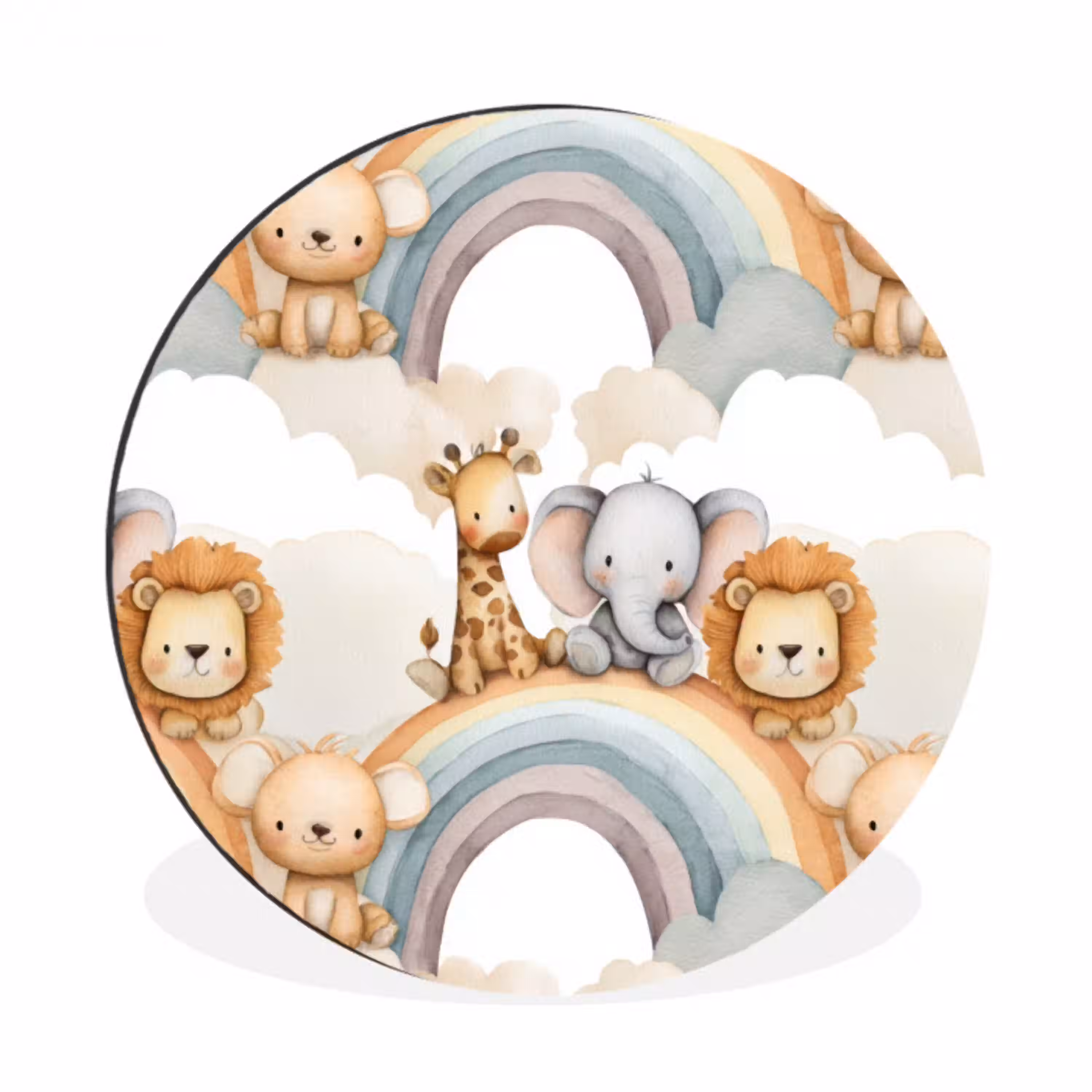 Safari - Regenboog - Kleurrijk Wandcirkel aluminium klein 190 -3d