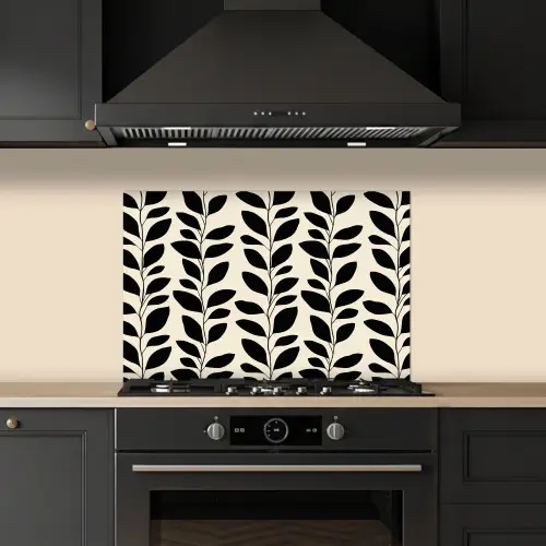 Botanisch - Dessin - Zwart - Beige keuken achterwand spatscherm klein 900 -sfeer1