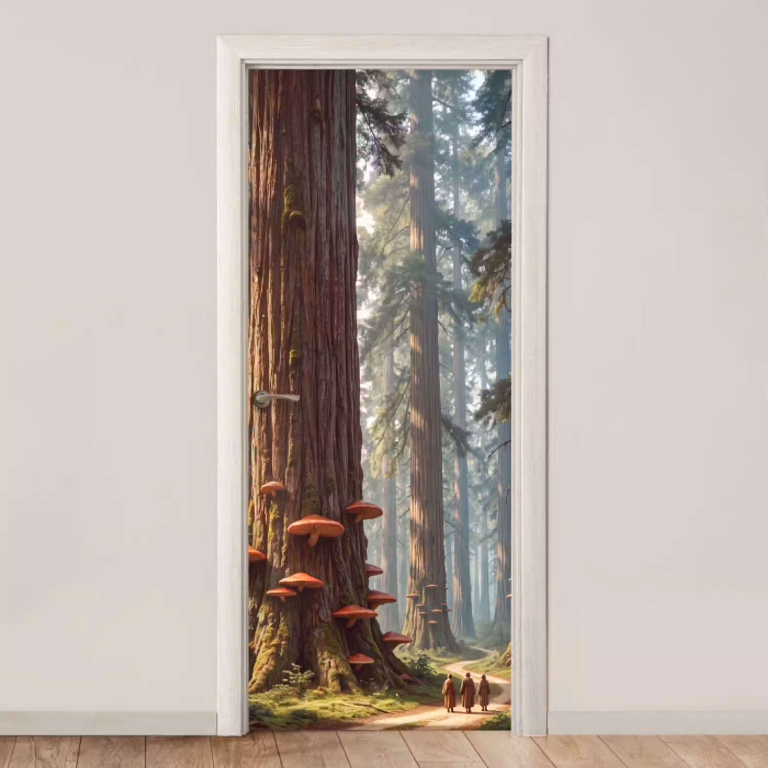 Bos - Bomen - Natuur deurposter klein -3d_beige