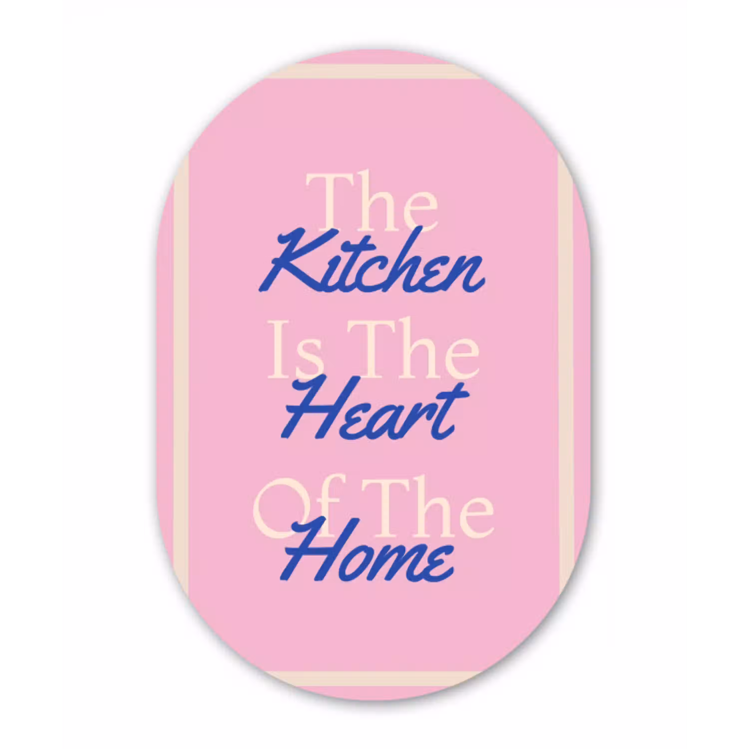 Tekst - Blauw - Keuken - Kader Wandcirkel Ovaal Aluminium middel -3d
