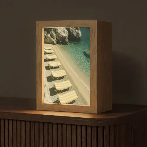 Strandbedden - Zee - Stenen - Baai Light Box met kabel (Tafellamp) klein -z3d_website