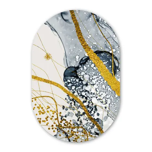 Abstract - Goud - Natuur - Kunst Wandcirkel Ovaal Forex klein -3d