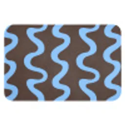 Kronkelende lijnen - Blauw - Bruin - Minimalistisch Badmat klein 997 -3d
