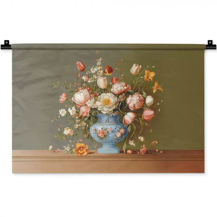 Neutral - Bloemen - Boeket - Vaas Wandkleed katoen klein -zz3d
