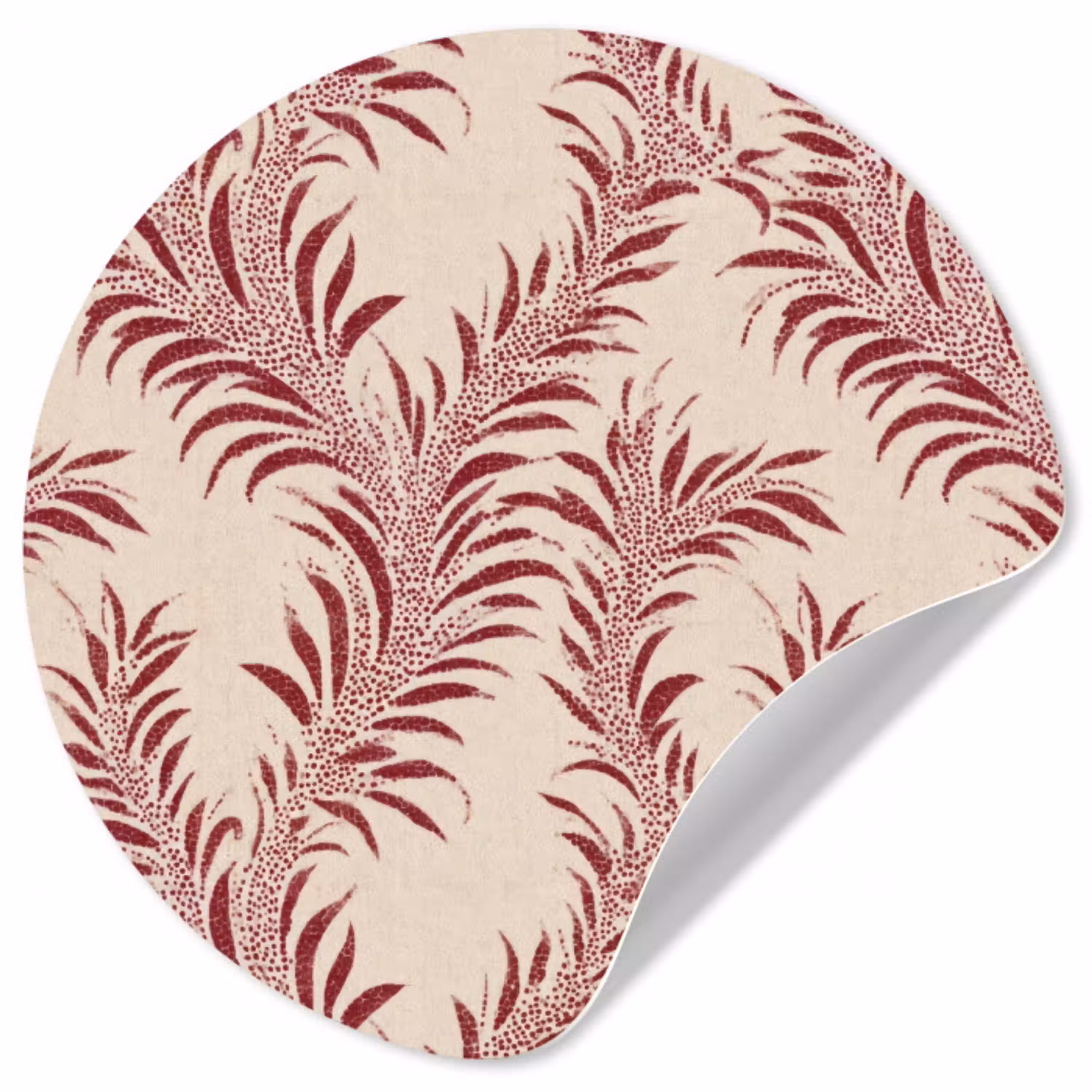 Bladeren - Linnen - Rood Wandcirkel behangsticker klein 186 -3d