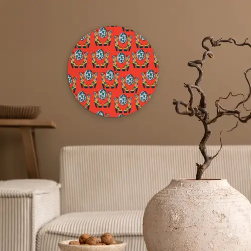 Rood - Disco - Patroon Wandcirkel kunststof plaat 5mm dik klein 188 -sfeer1