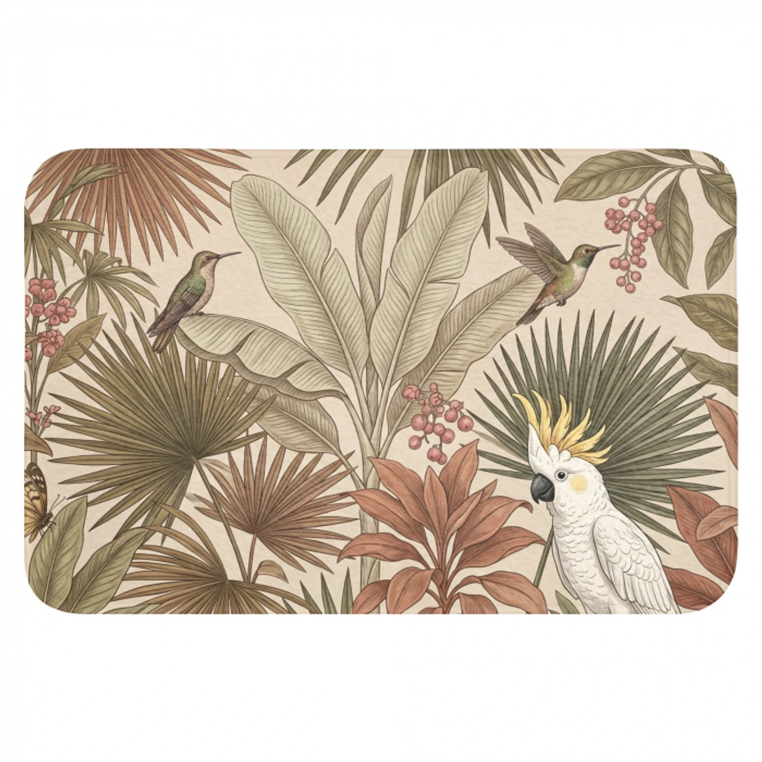 Tropisch - Vogels - Beige Badmat klein -3d