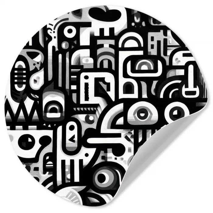 Symbolen - Abstract - Grafisch - Zwart Wandcirkel behangsticker klein -3d