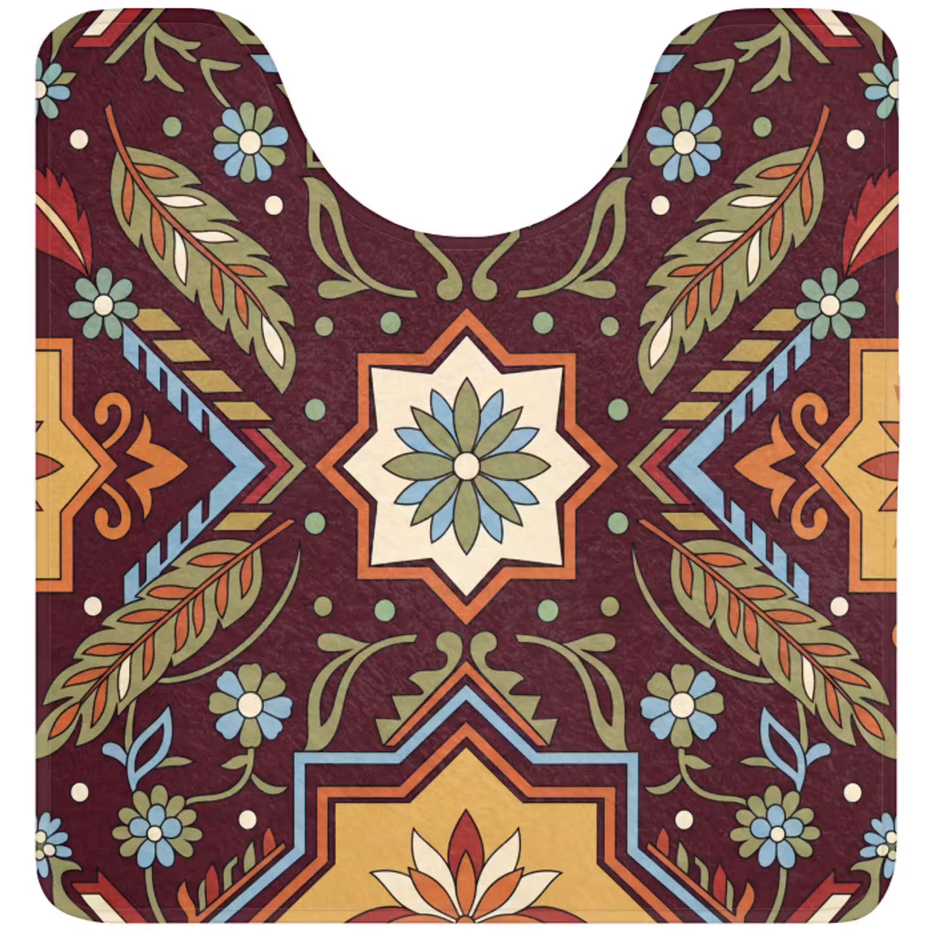 Patroon - Floraal - Geometrisch - Kleurrijk - Decoratie WCmat U-uitsnede middel -3d