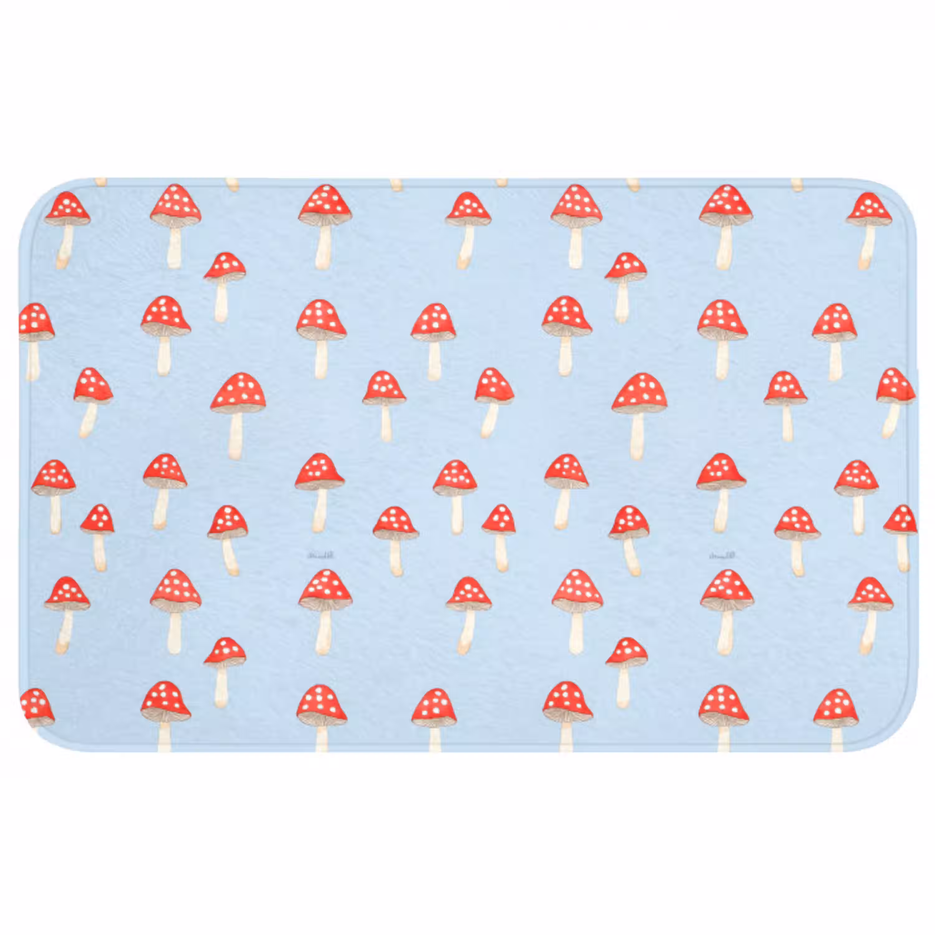 Paddenstoel -Sprookje - Blauw Badmat middel 997 -3d