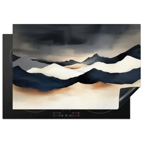 Bergen - Donkerblauw - Landschap Inductie beschermer vinyl 3mm klein -3d