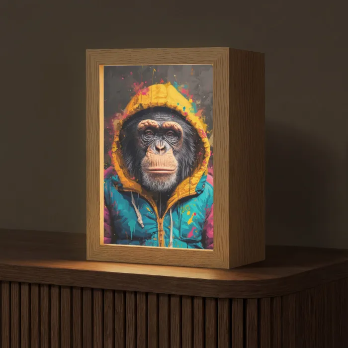 Graffiti - Chimpansee - Jas - Aap - Verf Light Box met kabel (Tafellamp) klein -z3d_website