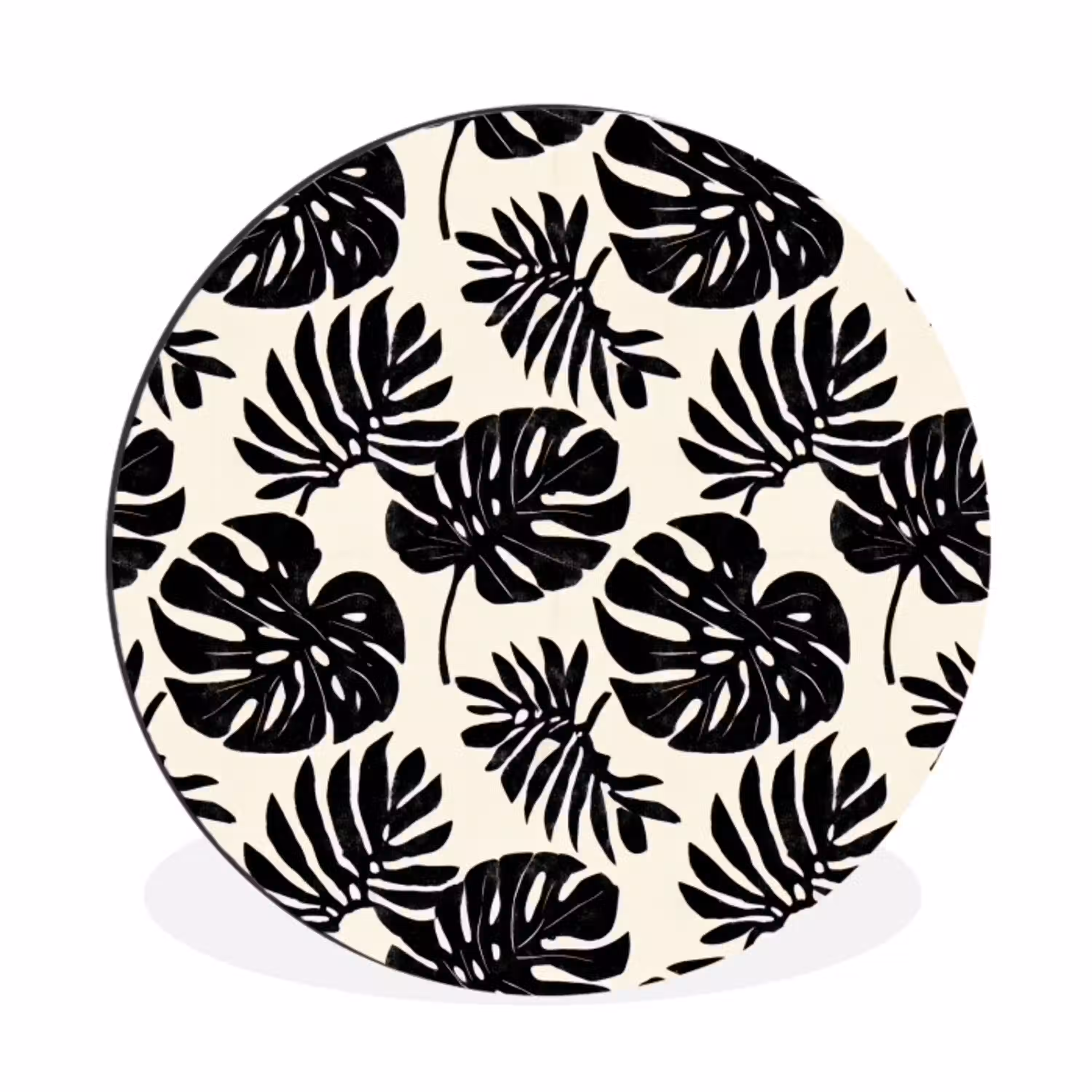 Modern - Monstera - Zwart Wandcirkel aluminium klein 190 -3d