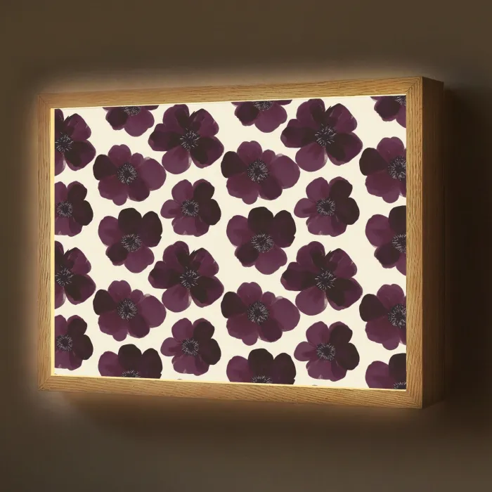 Bloemen - Aquarel - Paars Light Box met batterij (Wandlamp) middel 907 -z3d_website