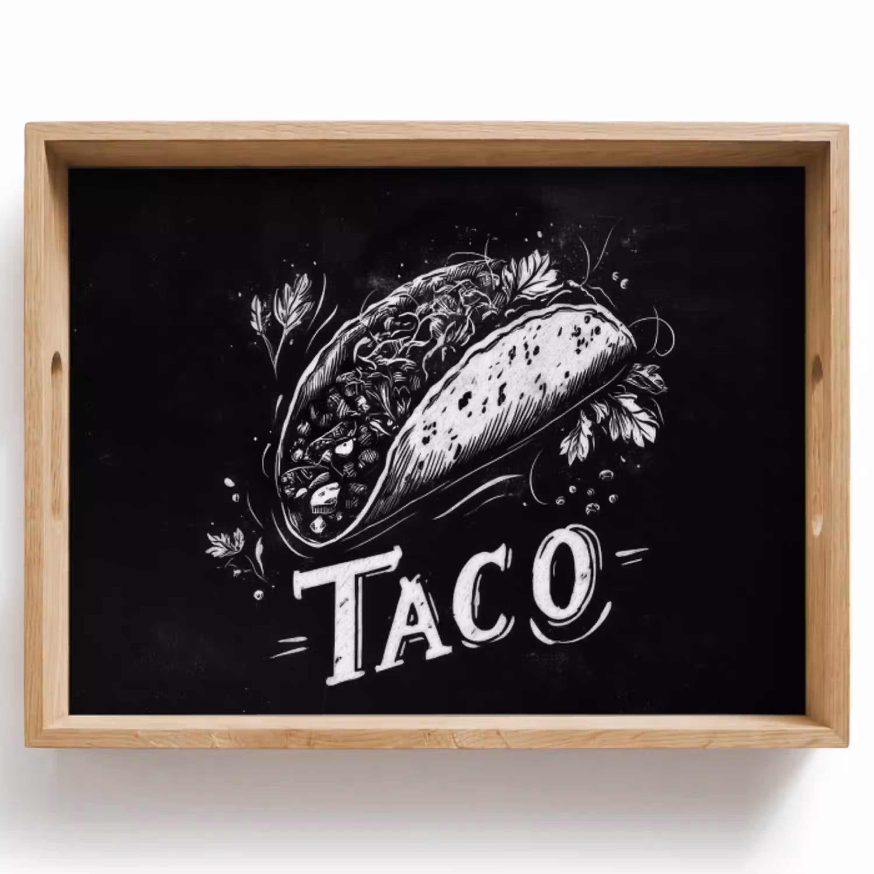 Taco - Kruiden - Witte krijtstijl - Tekst Dienblad Rechthoek middel -z3d_shopping