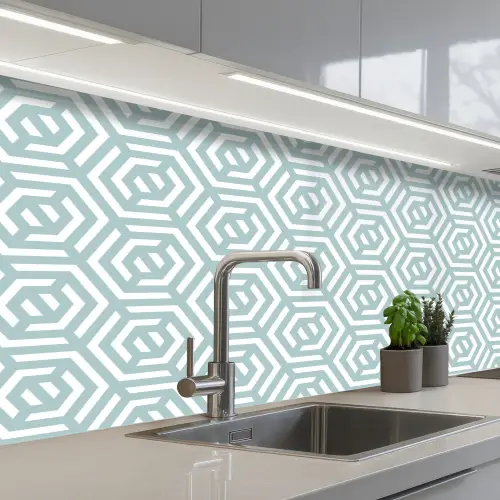 Patronen - Abstract - Groen - Geometrie keuken achterwand 2 middel 871 -3d_schuin