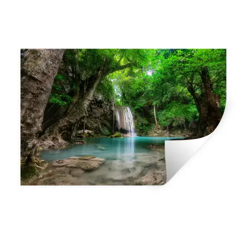 Jungle - Waterval - Planten - Water - Natuur Muursticker klein -3d
