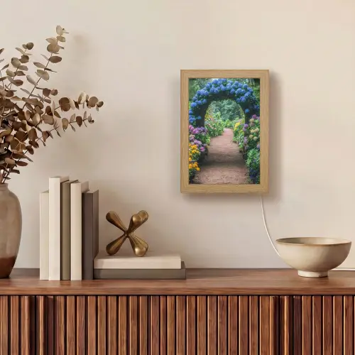 Doorkijk - Bloemen - Hortensia - Pad Light Box met kabel (Wandlamp) klein -sfeer2