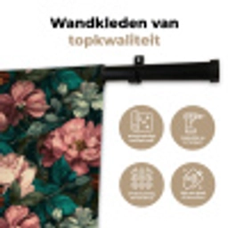Bloemen - Schilderachtig - Patroon - Roze Wandkleed katoen klein 269 -sfeer2