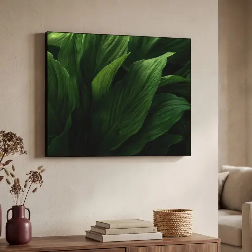 Bladeren - Schaduw - Groen - Textuur Textielframe zwart klein -sfeer3