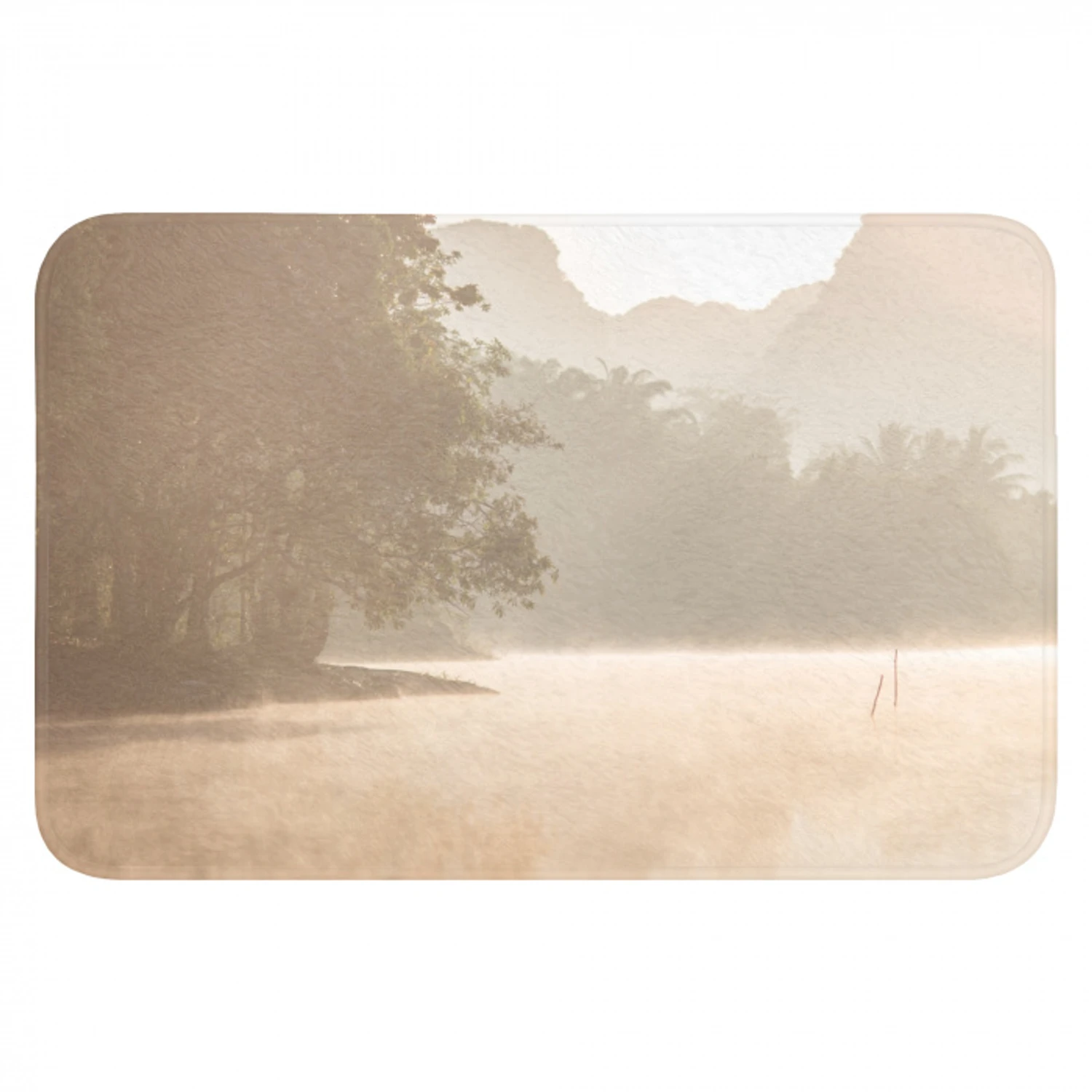 Landschap - Bos - Water - Mist - Beige WCmat klein -3d
