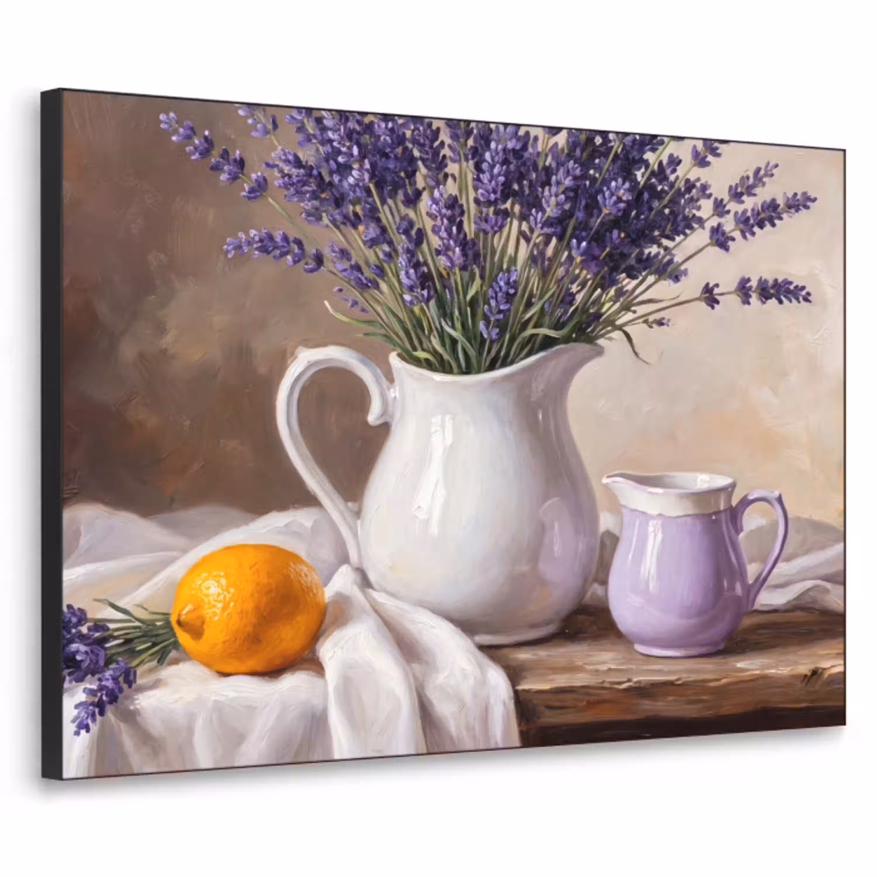 Bloemen - Stilleven - Paars Textielframe zwart klein -3d