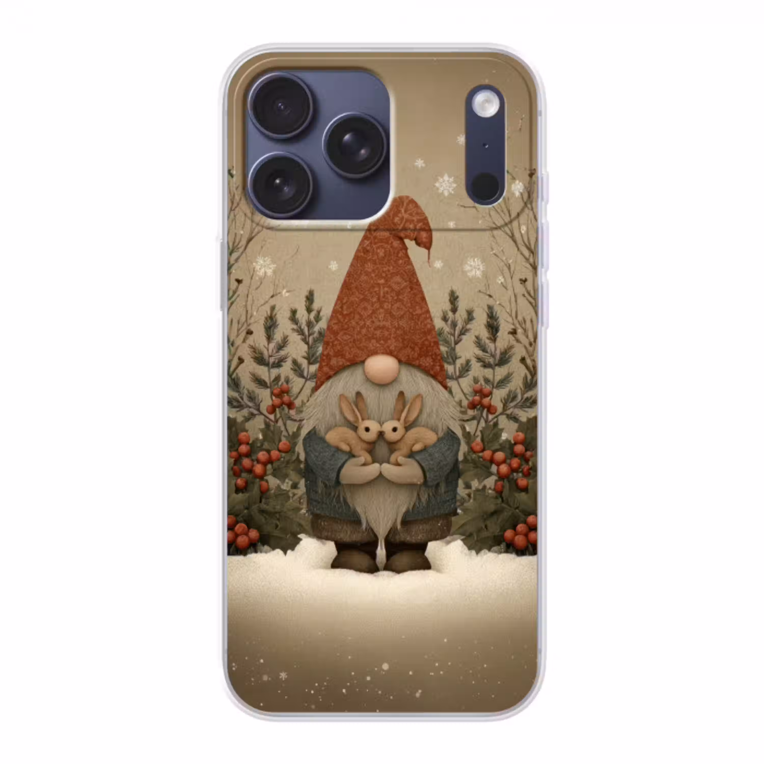 Kerstgnome - Konijntjes - Kleurrijk Telefoonhoesje iPhone 17 Pro Max klein -3d