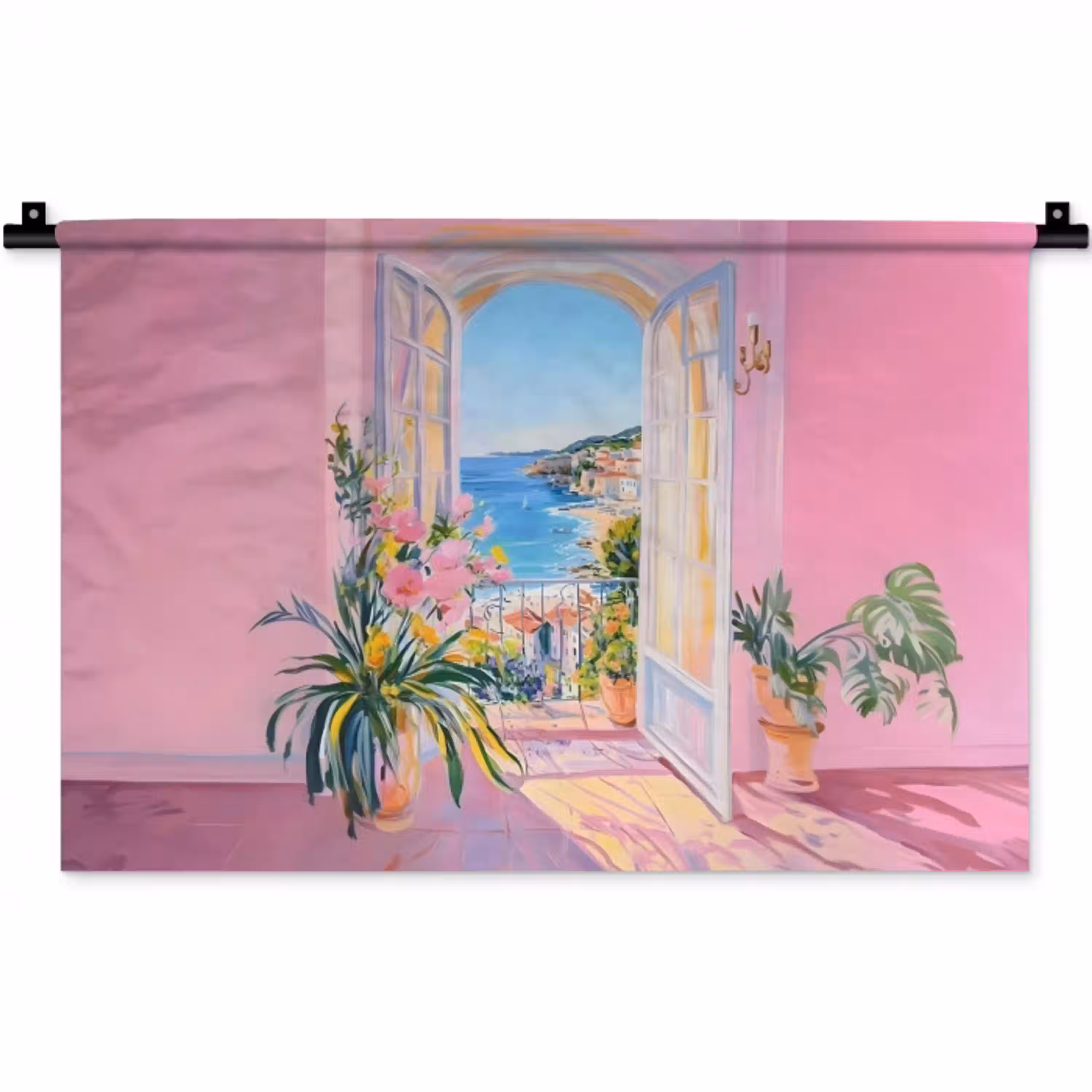 Roze - Buiten - Verf Wandkleed katoen klein -zz3d