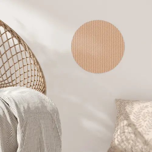 Plaid - Patroon - Bladvorm - Bruin Wandcirkel behangsticker klein 186 -sfeer4