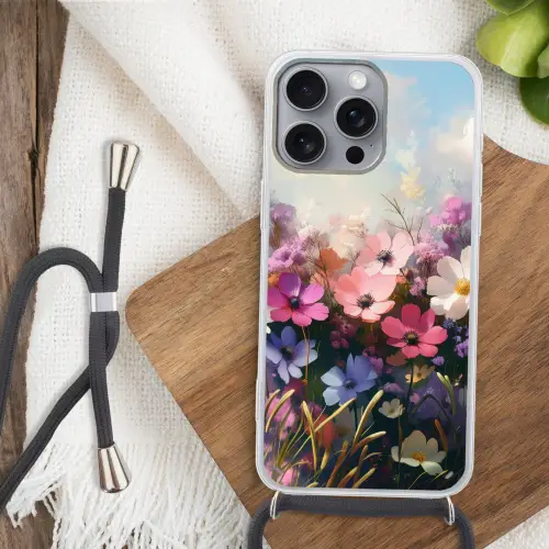 Bloemen - Kleurrijk - Bloei Hoesje iPhone 16 Pro Max met koord klein -sfeer4