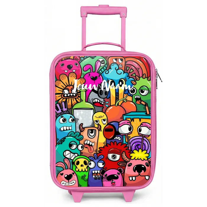 Knallende gekleurde monsters Kinderkoffer - Roze klein -zz3dotto